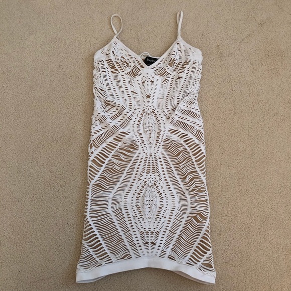 bebe Dresses & Skirts - Bebe crochet Bodycon stretch mini dress size S